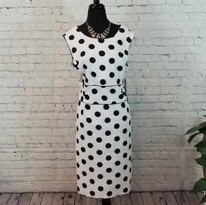 NWT white and black polkadot dress SZ 16